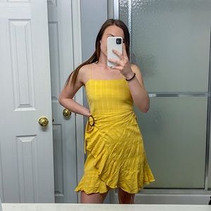 yellow wrap dress
